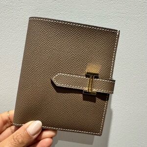 Brown Leather Wallet with Gold Buckle